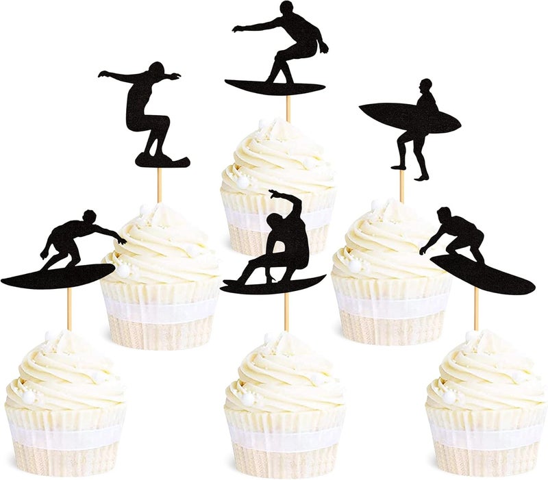 Ercadio 24 Pack Surfing Cupcake Toppers - Image 1